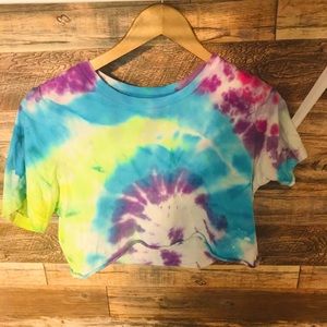 Homemade tie-dye crop T-shirt adult small
